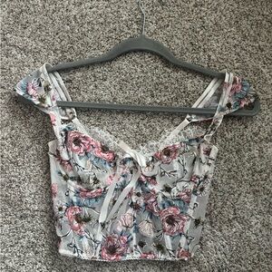 Victoria's Secret White and Pink Floral Bralette